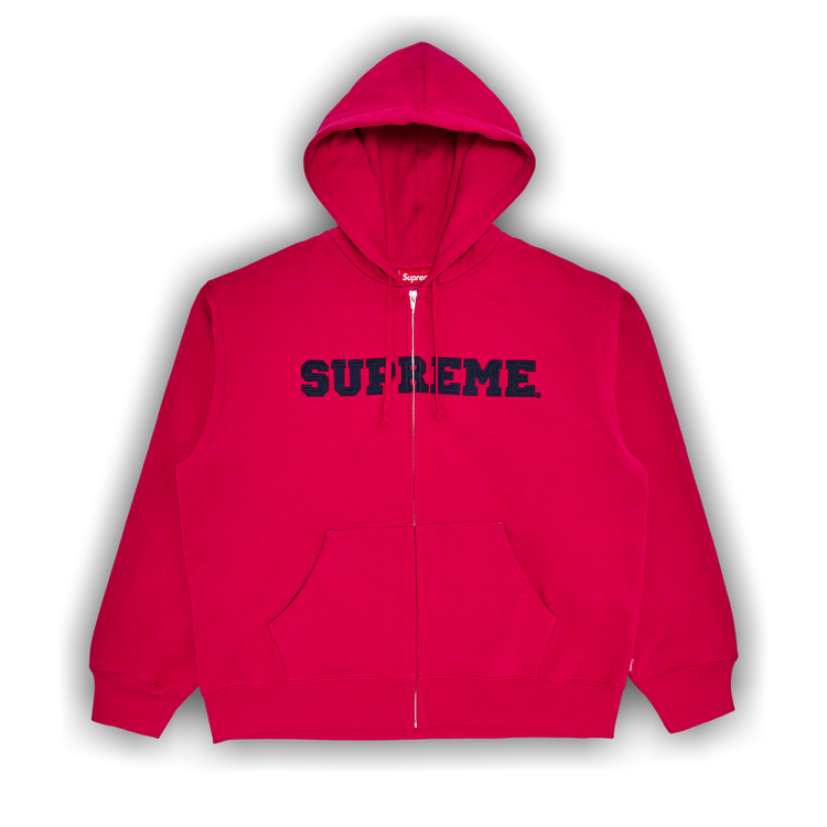 Buy Supreme Collegiate Appliqué Zip Up Hooded Sweatshirt 'Fuchsia