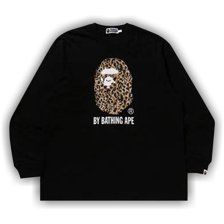 Buy BAPE Wild Leopard Pattern Relaxed Fit Long-Sleeve Tee 'Black