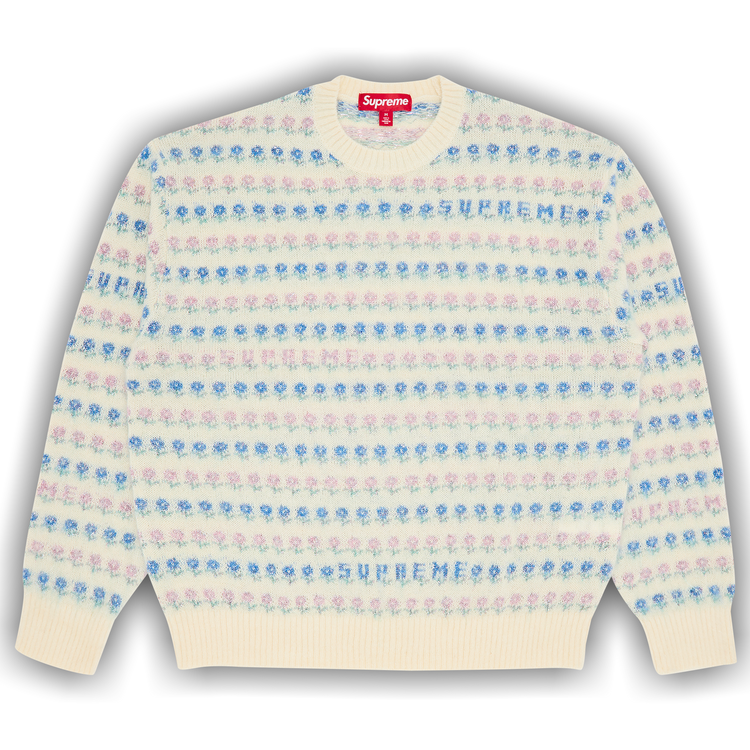 Buy Supreme Flowers Metallic Sweater 'Ivory' - FW25SK10 IVORY | GOAT