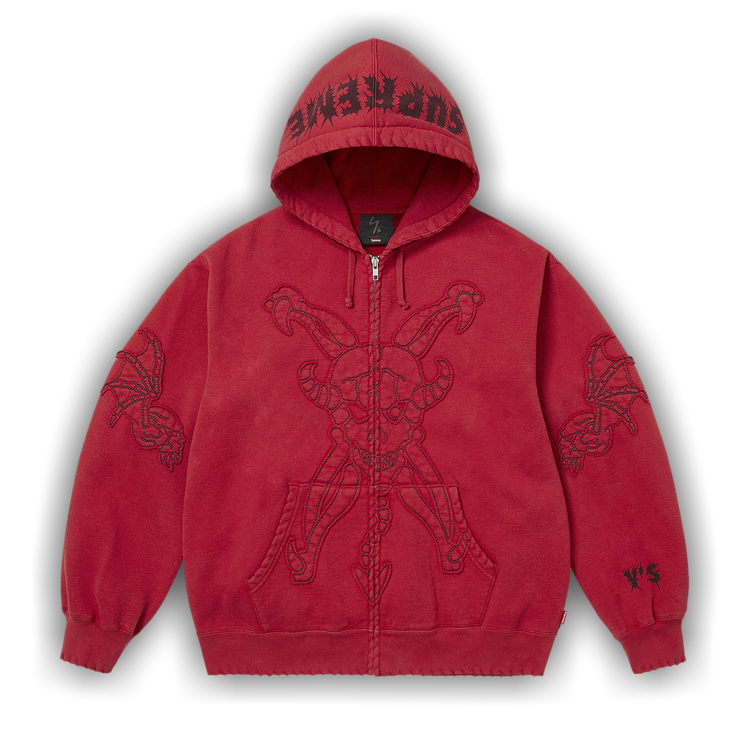 Buy Supreme x Y's Zip Up Hooded Sweatshirt 'Washed Red' - FW25SW18