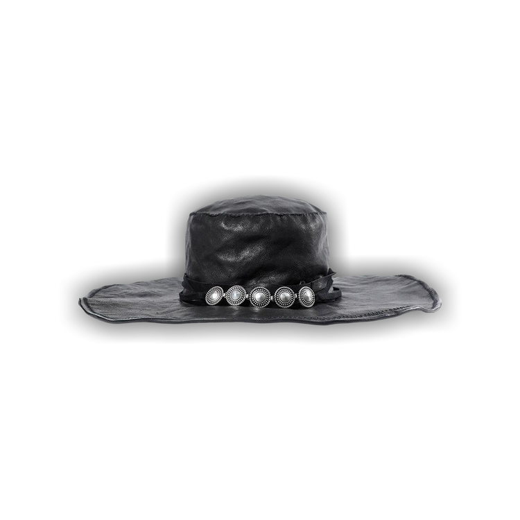 Buy Ann Demeulemeester Tias Large Studs Leather Hat 'Black' - 2502