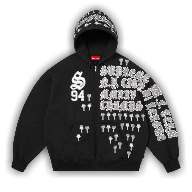 Buy Supreme League Champs Zip Up Hooded Sweatshirt 'Black