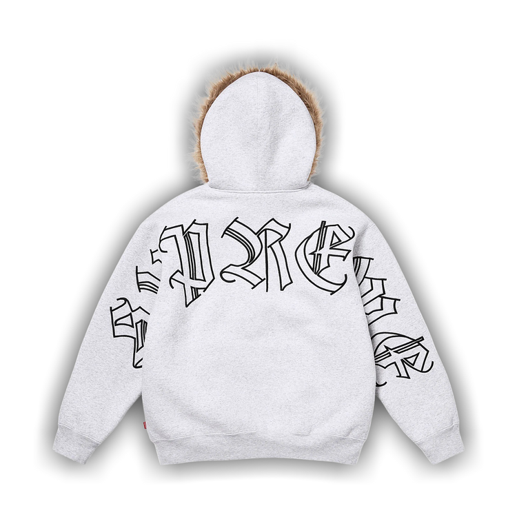 Buy Supreme Faux Fur Zip Up Hooded Sweatshirt 'Ash Grey
