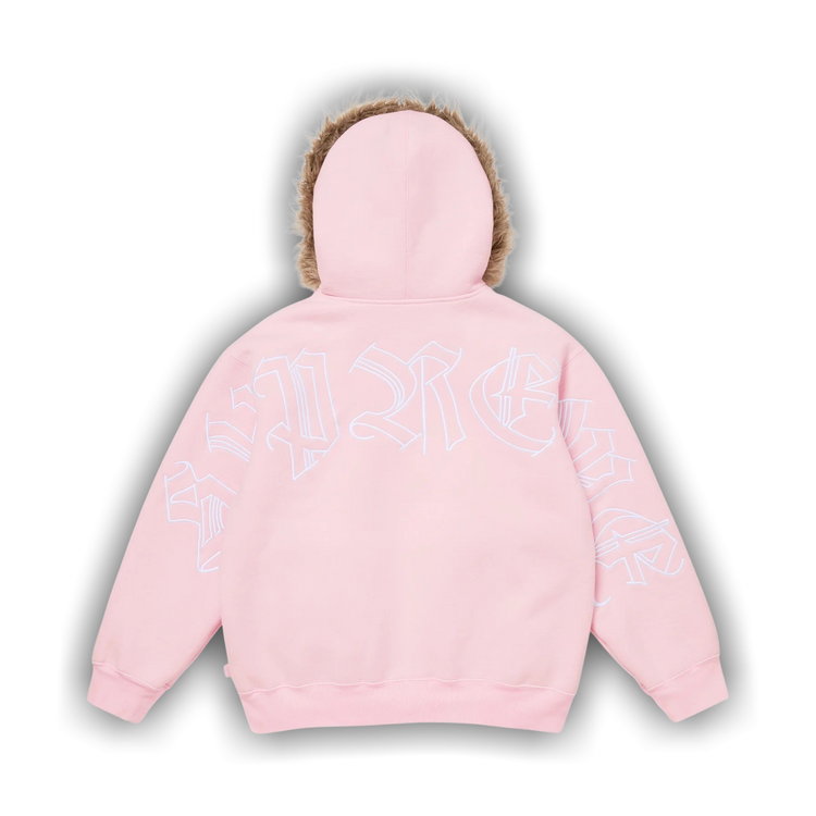 Buy Supreme Faux Fur Zip Up Hooded Sweatshirt 'Light Pink