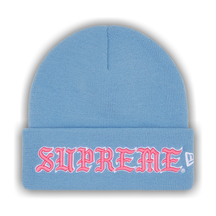 Buy Supreme New Era Old English Beanie 'Light Blue' - FW25BN65