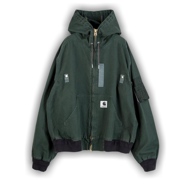 Buy Sacai x Carhartt WIP Washed Duck Hooded Blouson 'Green' - 25