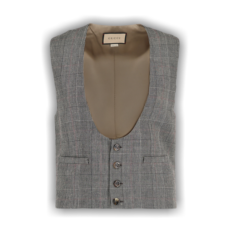 Buy Gucci Wool Blend Plaid Vest 'Grey/Beige' - 685878 ZAILY 1136