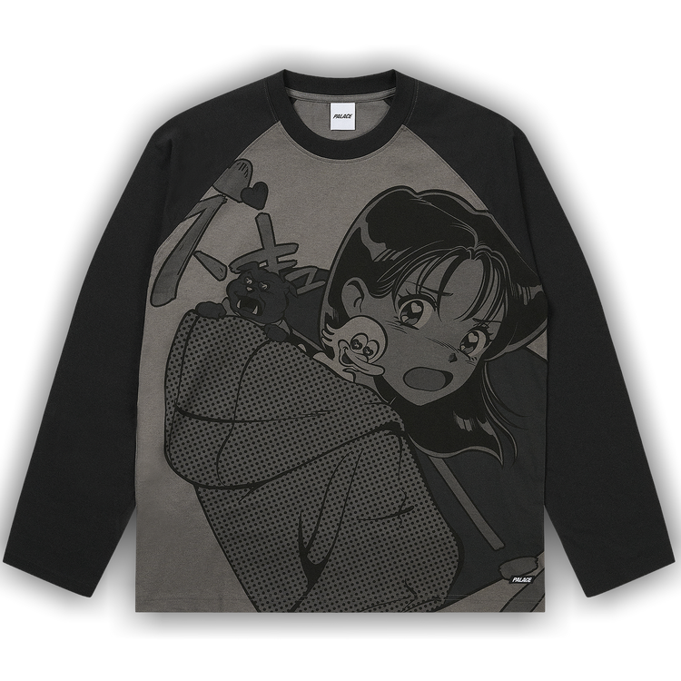 Buy Palace Rear View Raglan Long-Sleeve 'Black/Mono' - P29ES062 | GOAT