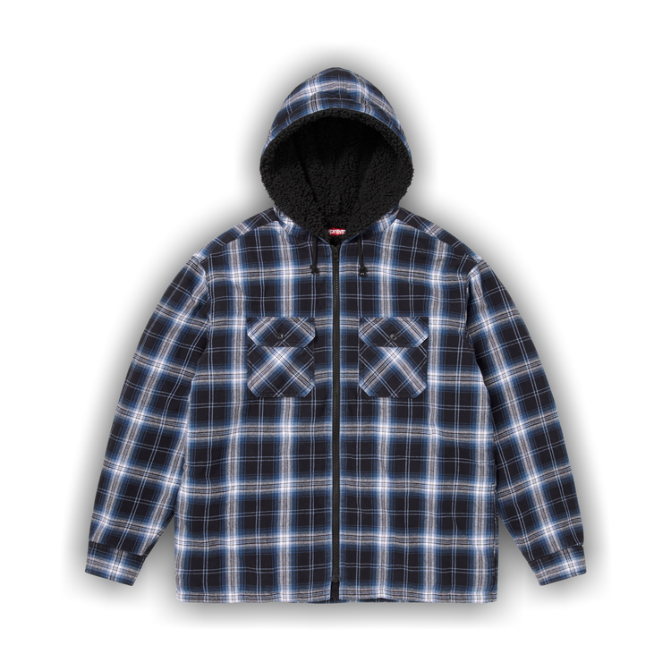 Buy Supreme Lined Zip Up Hooded Flannel Shirt 'Black' - FW25S6