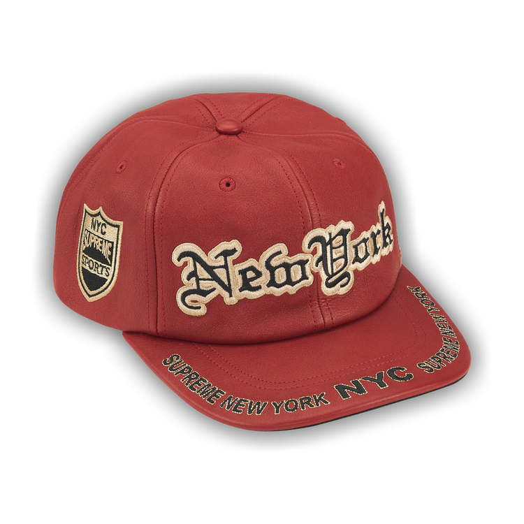 Buy Supreme New York Leather 6-Panel 'Red' - FW25H48 RED | GOAT