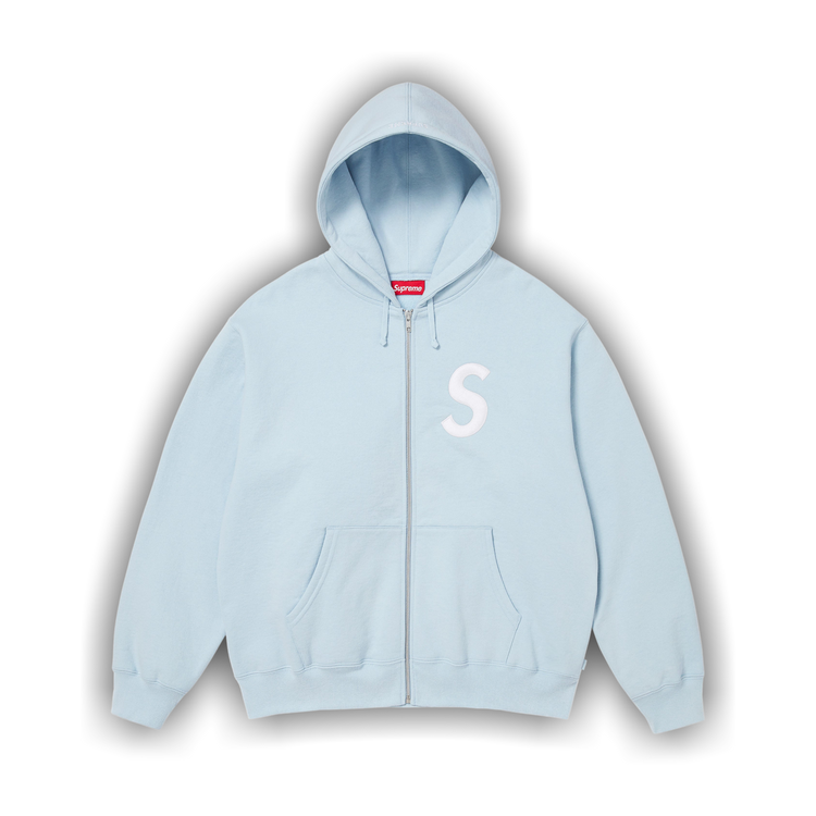 Buy Supreme S Logo Zip Up Hooded Sweatshirt 'Light Blue