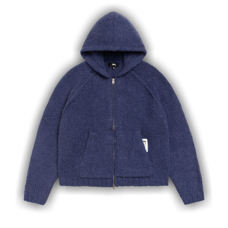 Buy Stussy Chunky Knit Zip Hoodie 'Blue' - 117200 BLUE | GOAT