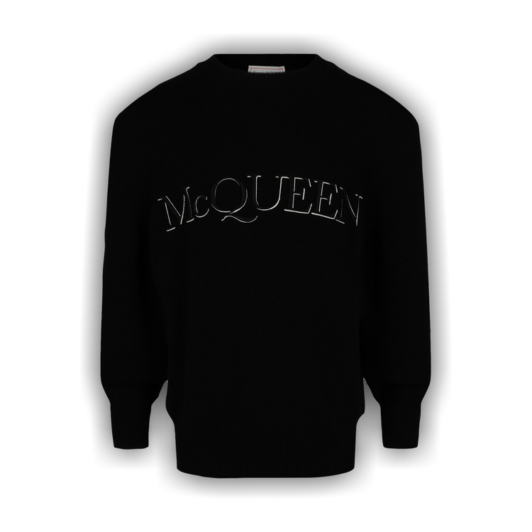 Buy Alexander McQueen Logo Embroidered Sweater 'Black White
