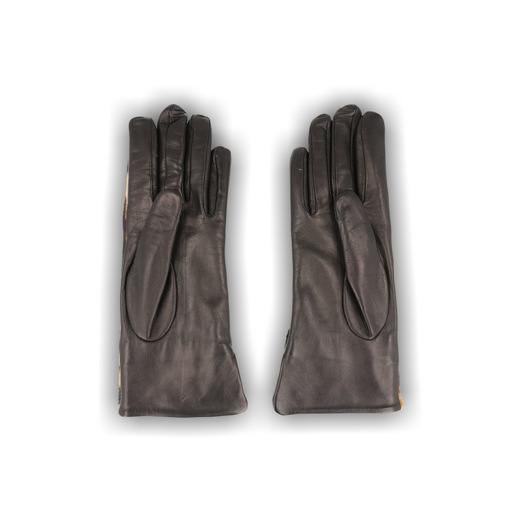 Buy Ferragamo Leopard Print Pony Hair Leather Gloves 'Bone