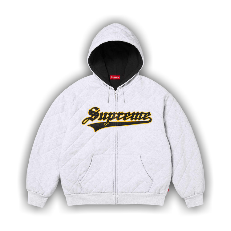 Buy Supreme Quilted Zip Up Hooded Sweatshirt 'Ash Grey' - FW25SW40