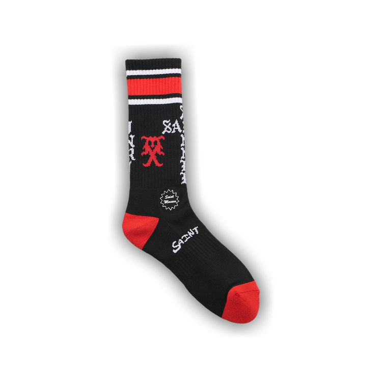 Buy SAINT Mxxxxxx Sinner Socks 'Black/Red' - SM HR1 0000 112 | GOAT CA