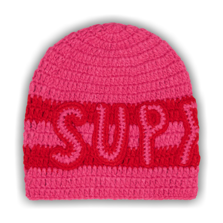 Buy Supreme Crochet Logo Beanie 'Pink' - FW25BN46 PINK | GOAT