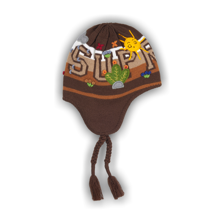 Buy Supreme Felt Appliqué Earflap Beanie 'Brown' - FW25BN36 BROWN