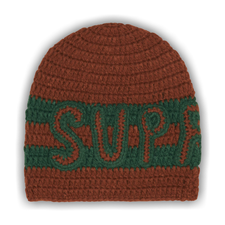 Buy Supreme Crochet Logo Beanie 'Brown' - FW25BN46 BROWN | GOAT