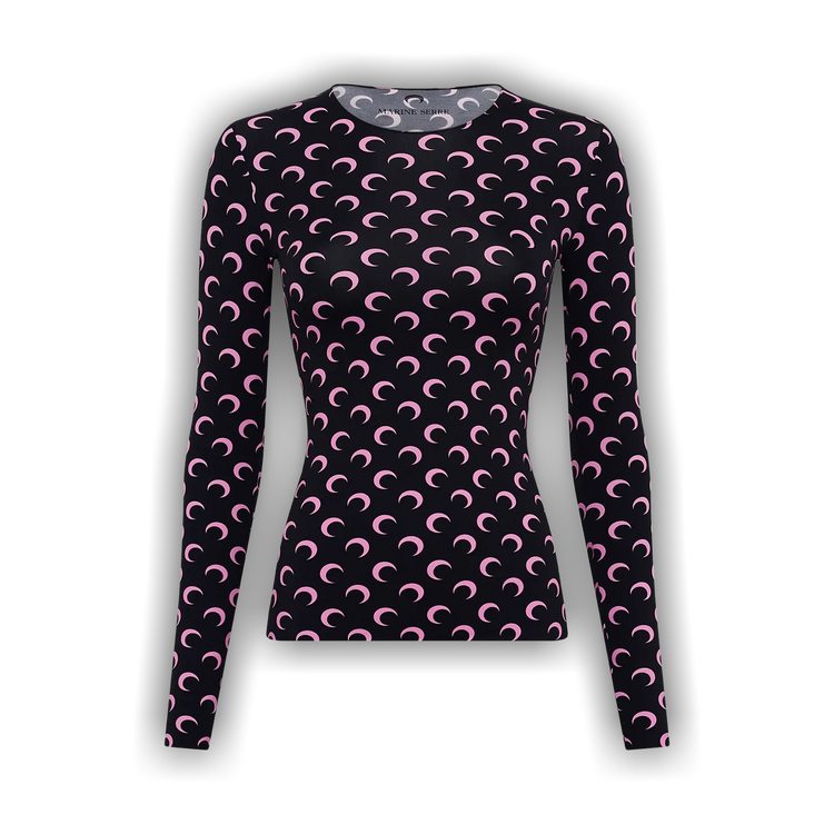 Buy Marine Serre Moon Printed Jersey Long-Sleeve Crewneck Top