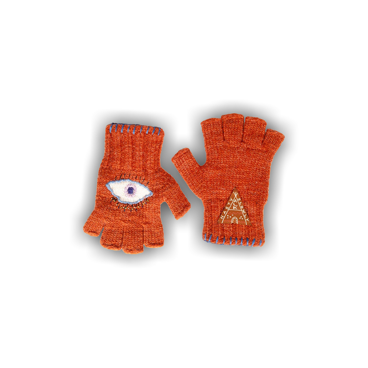 Buy Kapital Wool Folktale Speakeasy Gloves 'Orange' - K2411XG554