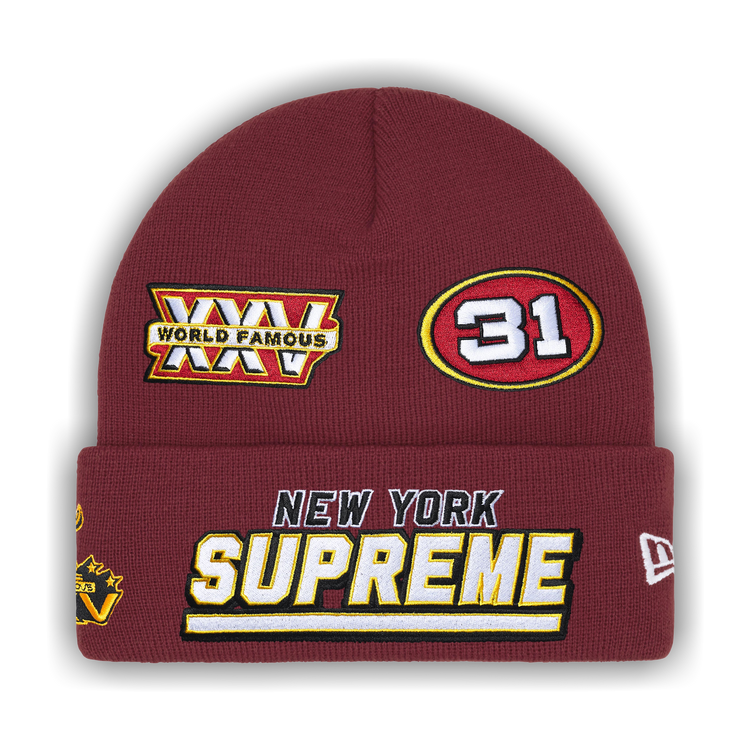 Buy Supreme New Era Football Beanie 'Cardinal' - FW25BN69 CARDINAL