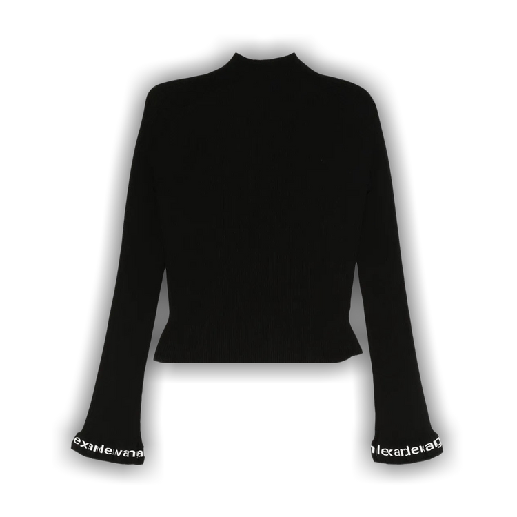 Buy Alexander Wang Logo Ribbed Long-Sleeve Zip Turtleneck Pullover