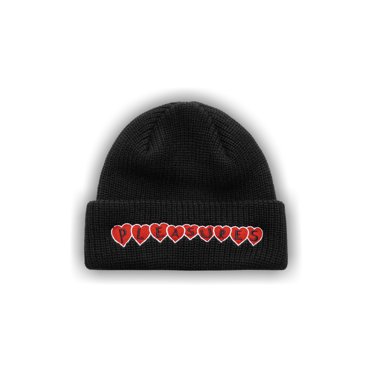 Buy Pleasures Hearts Beanie 'Black' - P25W089 BLAC | GOAT AE