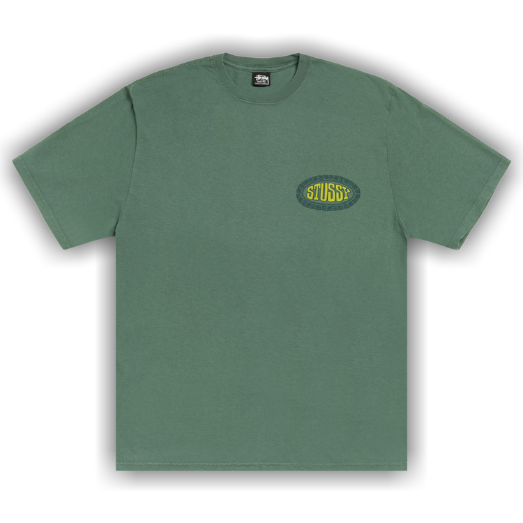 Buy Stussy Tile Oval Tee Pigment Dyed 'Pine' - 1905169 PINE | GOAT