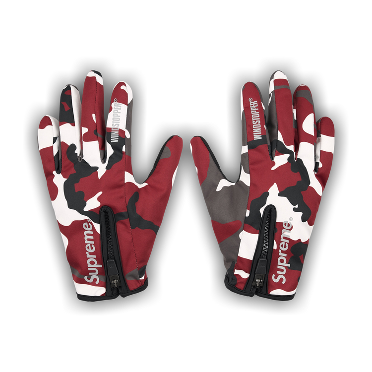 Buy Supreme Windstopper Zip Gloves 'Red Camo' - FW25A55 RED CAMO