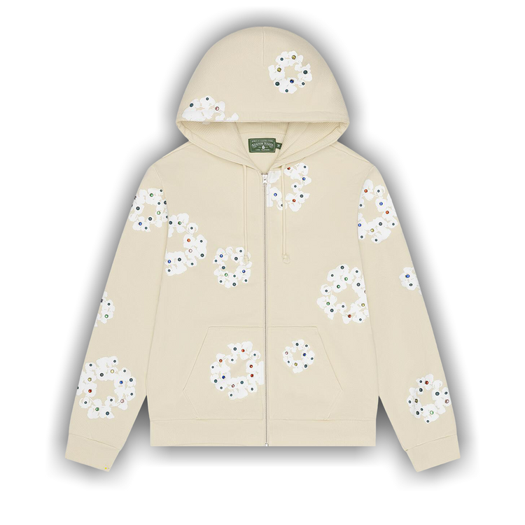Buy Denim Tears Rhinestone Cotton Wreath Zip Hoodie 'Oatmeal