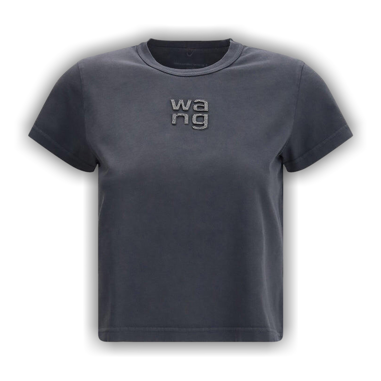 Buy Alexander Wang Shrunken Tee with Hotfix Logo 'Washed Black