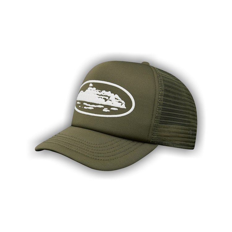 Buy Corteiz Island Puff Print Trucker Hat 'Olive' - CRTZ1004 180