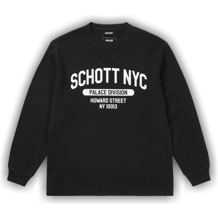 Buy Palace x Schott Waffle Long-Sleeve 'Black' - P30ES247 | GOAT