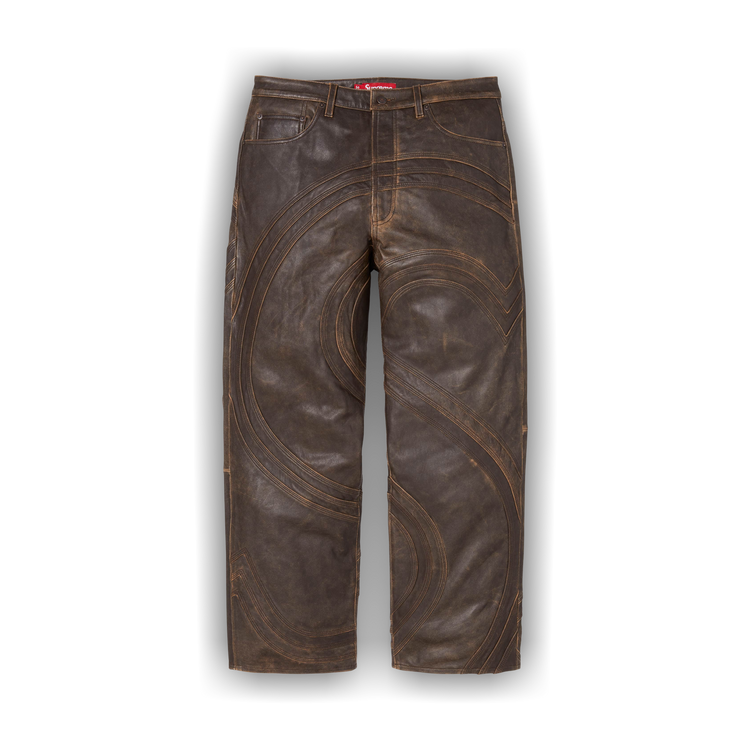 Buy Supreme S Logo Leather Baggy 5-Pocket Jean 'Brown' - SS26P71