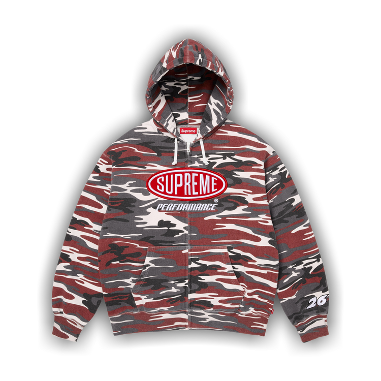 Buy Supreme Performance Zip Up Hooded Sweatshirt 'Red Camo