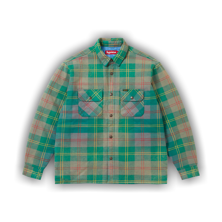 Buy Supreme Quilted Lined Flannel Snap Shirt 'Green' - SS26S7