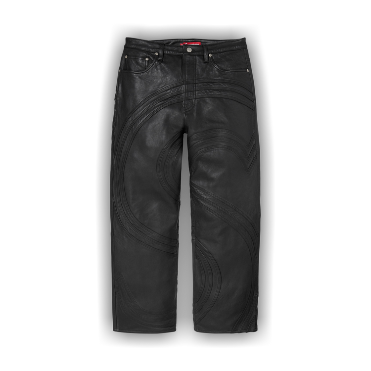 Buy Supreme S Logo Leather Baggy 5-Pocket Jean 'Black' - SS26P71