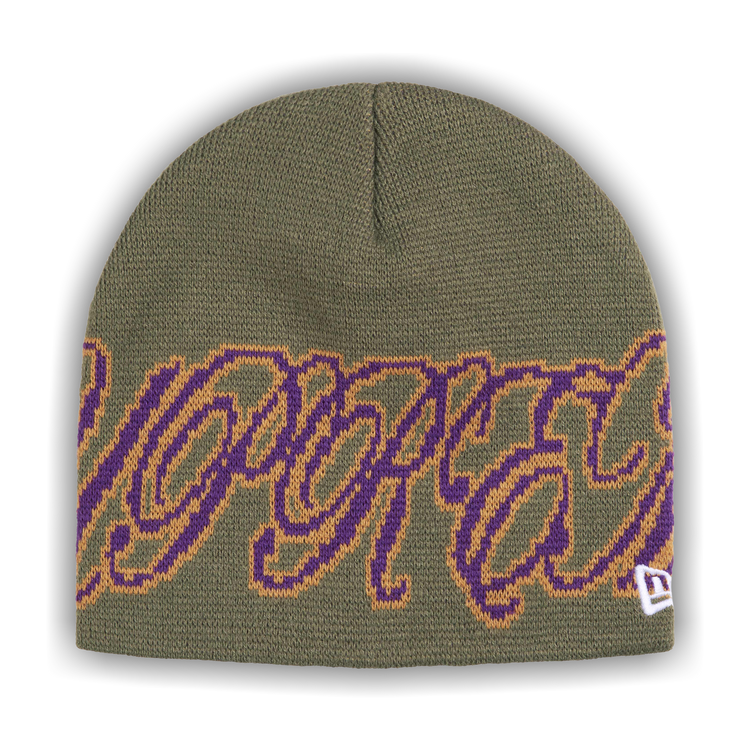 Buy Supreme New Era Cursive Beanie 'Olive' - SS26BN26 OLIVE | GOAT