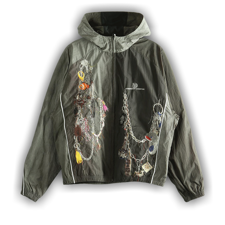 Buy Doublet Moss Embroidered Chain Track Jacket 'Charcoal