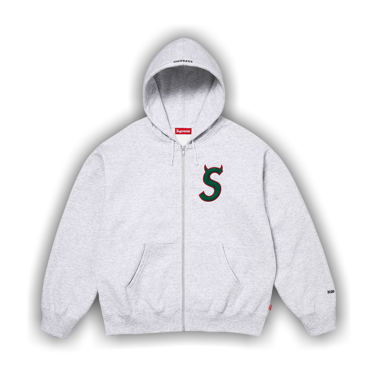 Buy Supreme Devil S Logo Zip Up Hooded Sweatshirt 'Ash Grey