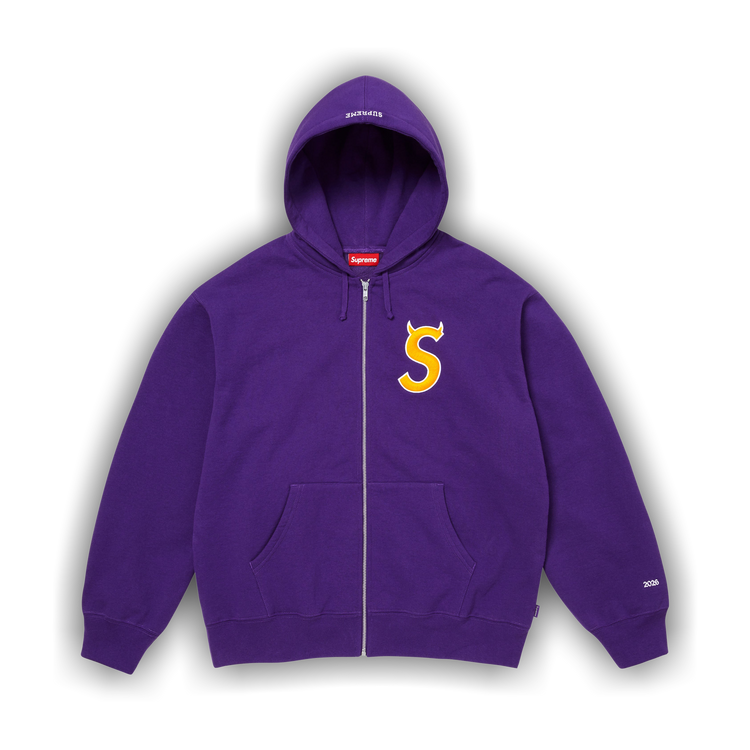 Buy Supreme Devil S Logo Zip Up Hooded Sweatshirt 'Purple