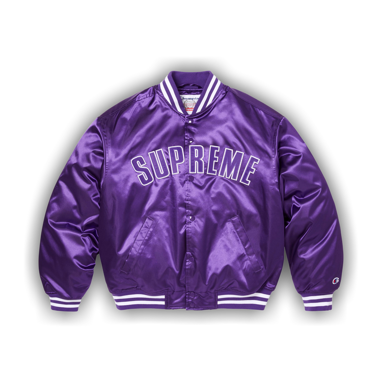 Buy Supreme x Champion Satin Varsity Jacket 'Purple' - SS26J105