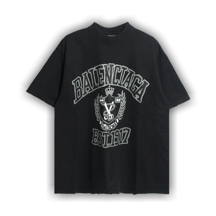 Buy Balenciaga College Logo T-Shirt 'Washed Black' - 739784 TOVK1
