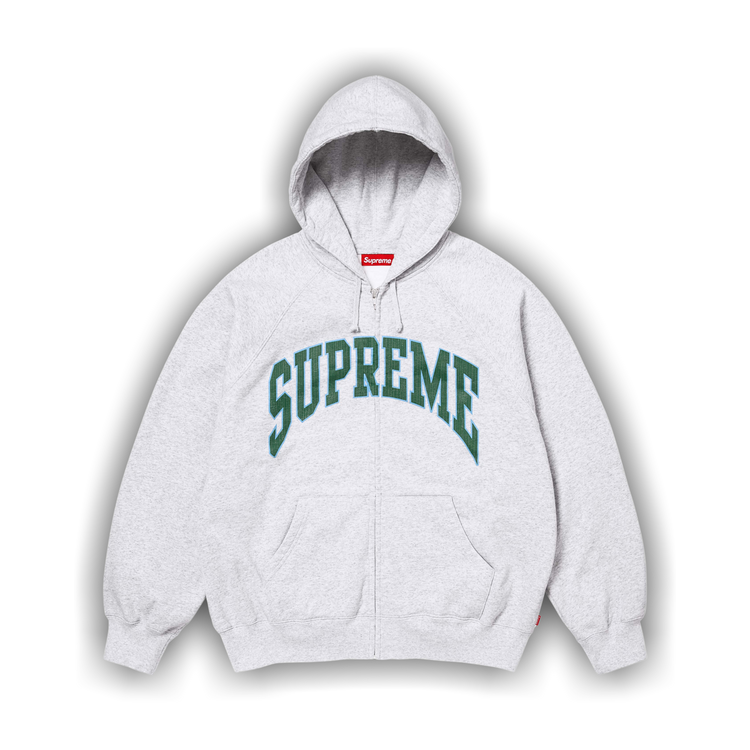 Buy Supreme Cracked Raglan Zip Up Hooded Sweatshirt 'Ash Grey