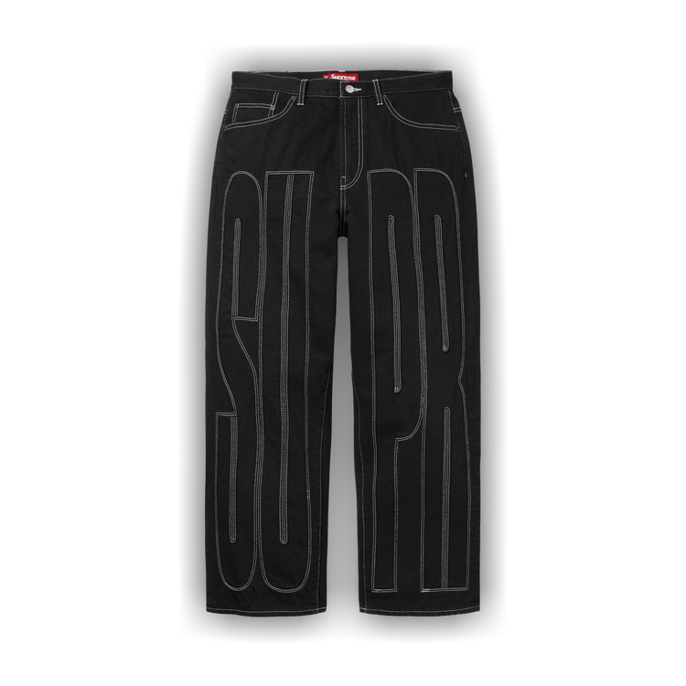 Buy Supreme Inset Spellout Baggy Jean 'Black' - SS26P54 BLACK | GOAT