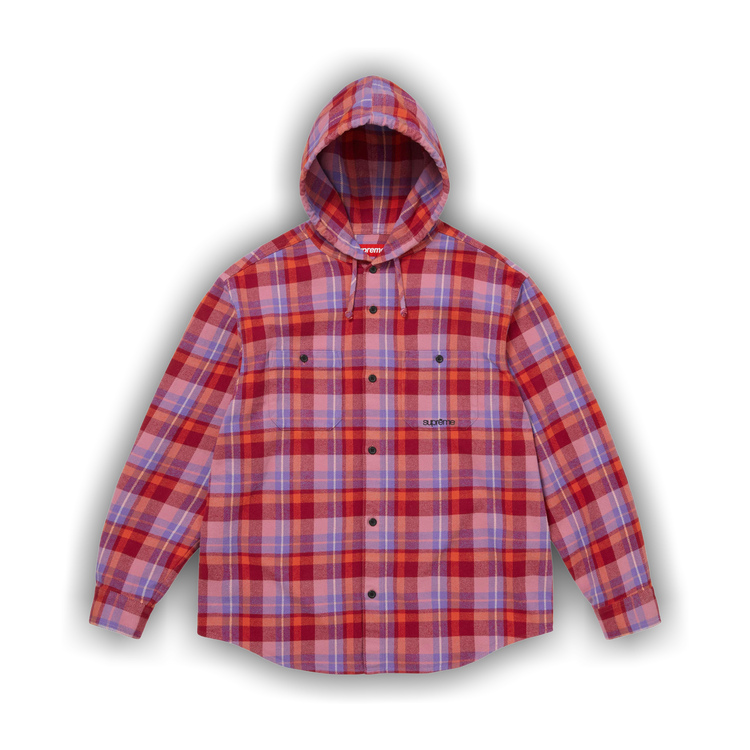 Buy Supreme Hooded Flannel Shirt 'Pink' - SS26S39 PINK | GOAT