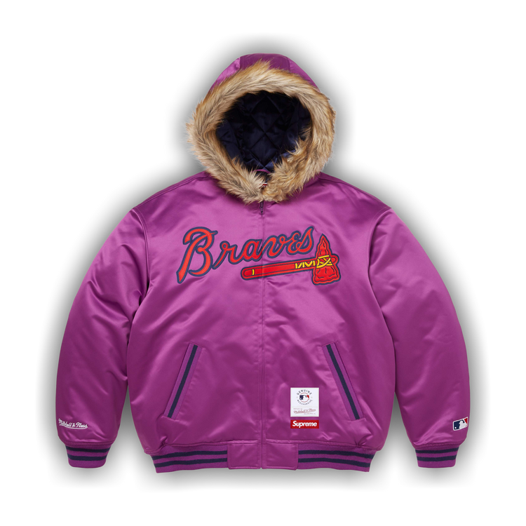 Buy Supreme x Mitchell & Ness Teams Hooded Satin Varsity Jacket