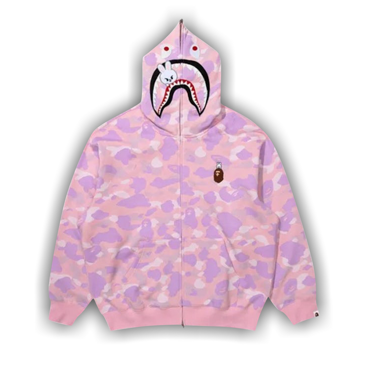Buy BAPE x Stray Kids Lee Know Shark Full Zip Hoodie 'Pink