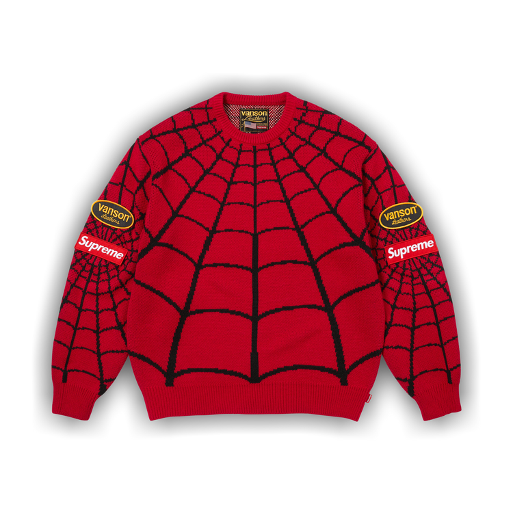 Buy Supreme x Vanson Leathers Spider-Man Sweater 'Red' - SS26SK41